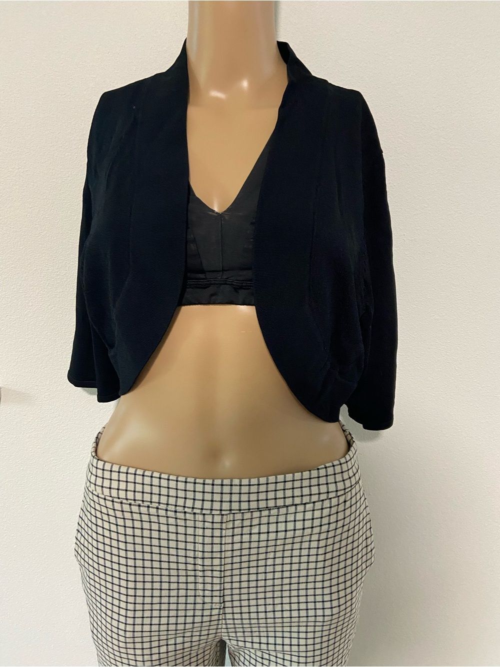Rickie Freeman for Teri Jon Black Cropped Open-Front shrug NWT Sz XL